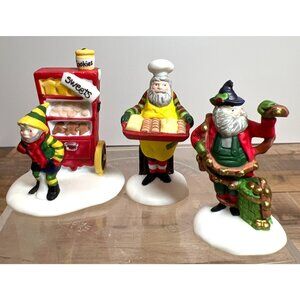 Dept 56 Snow Village Baker Elves Handpainted Porcelain Figurines Set Of 3